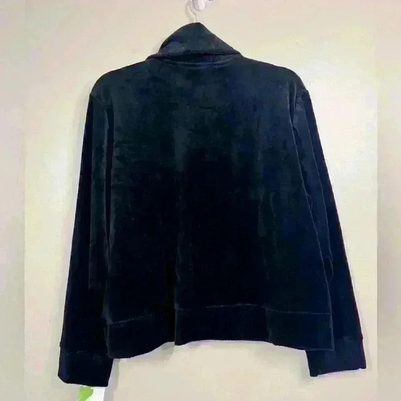 NWT Cappagallo soft black velour Y2K athleisure light crew sweatshirt size XL - Picture 4 of 10